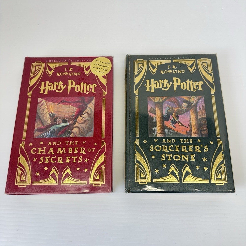 Harry Potter Books 1 & 2 HB Collector's Edition 1999 Leather Covers READ 1st Ed
